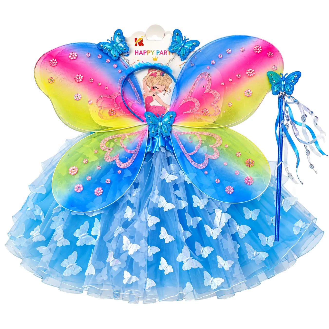 Disfraz Hada Mariposa Infantil con Alas y Varita