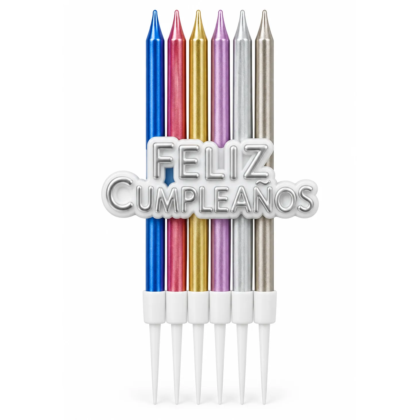 Velas Multicolo con aplique Feliz Cumpleaños