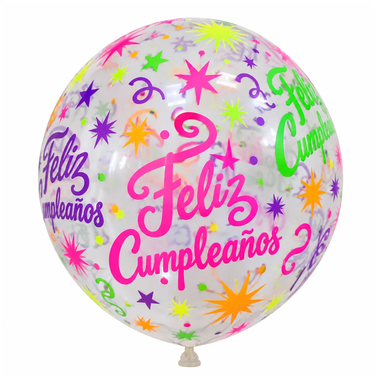 Globo Transparente Feliz Cumpleaños Neon X100 R12