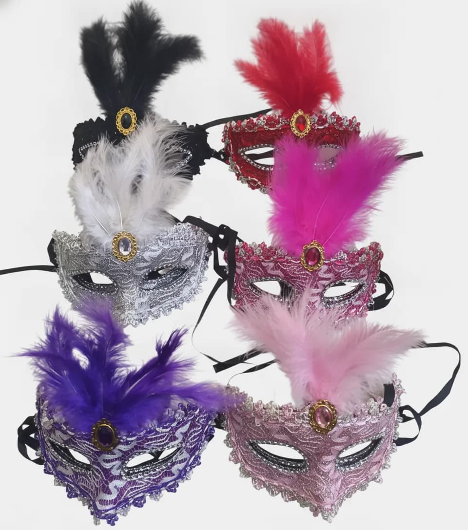 Antifaz Veneciano con Pluma para Disfraz