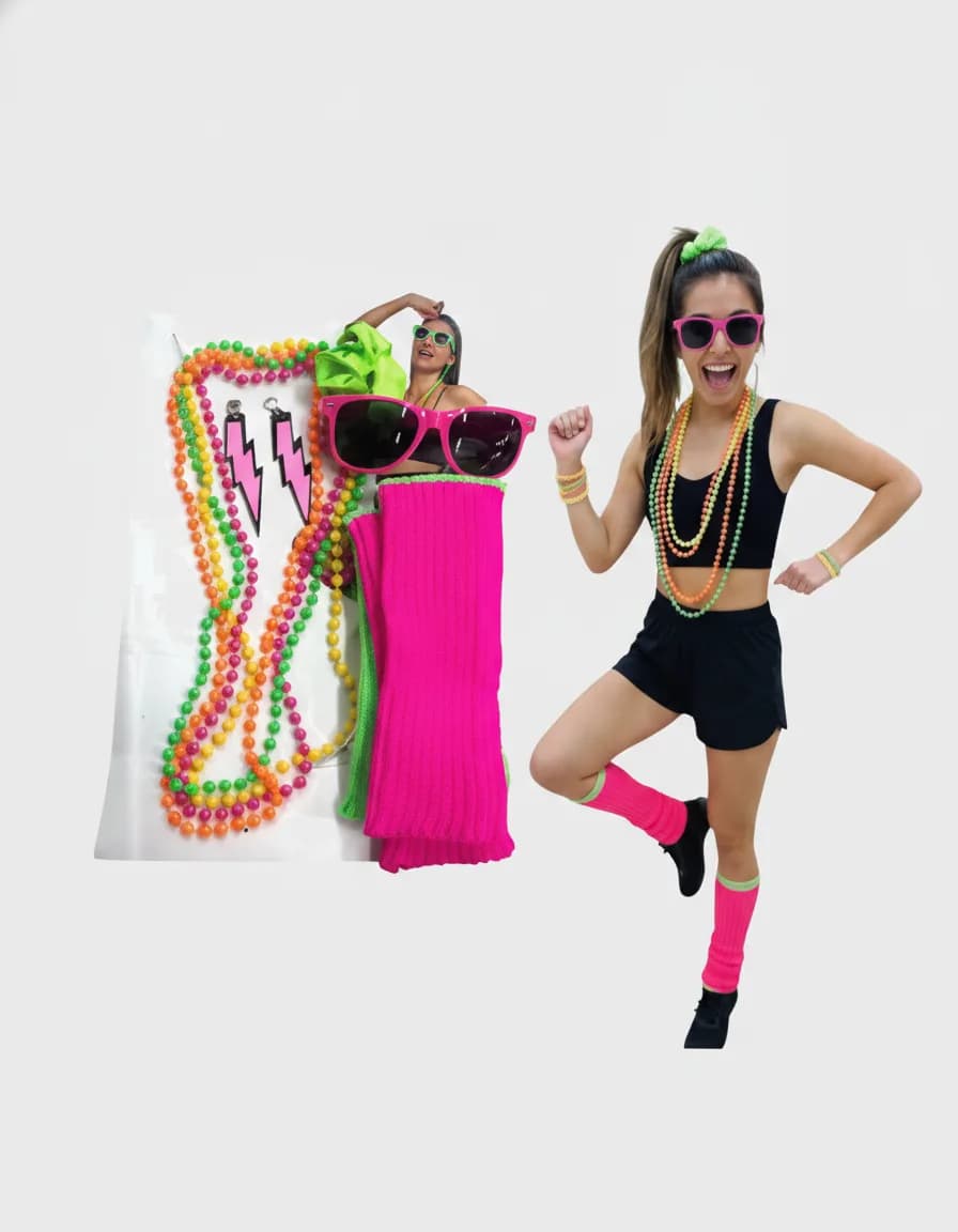 Set Accesorios Disfraz Años 80's Neón - Unidad