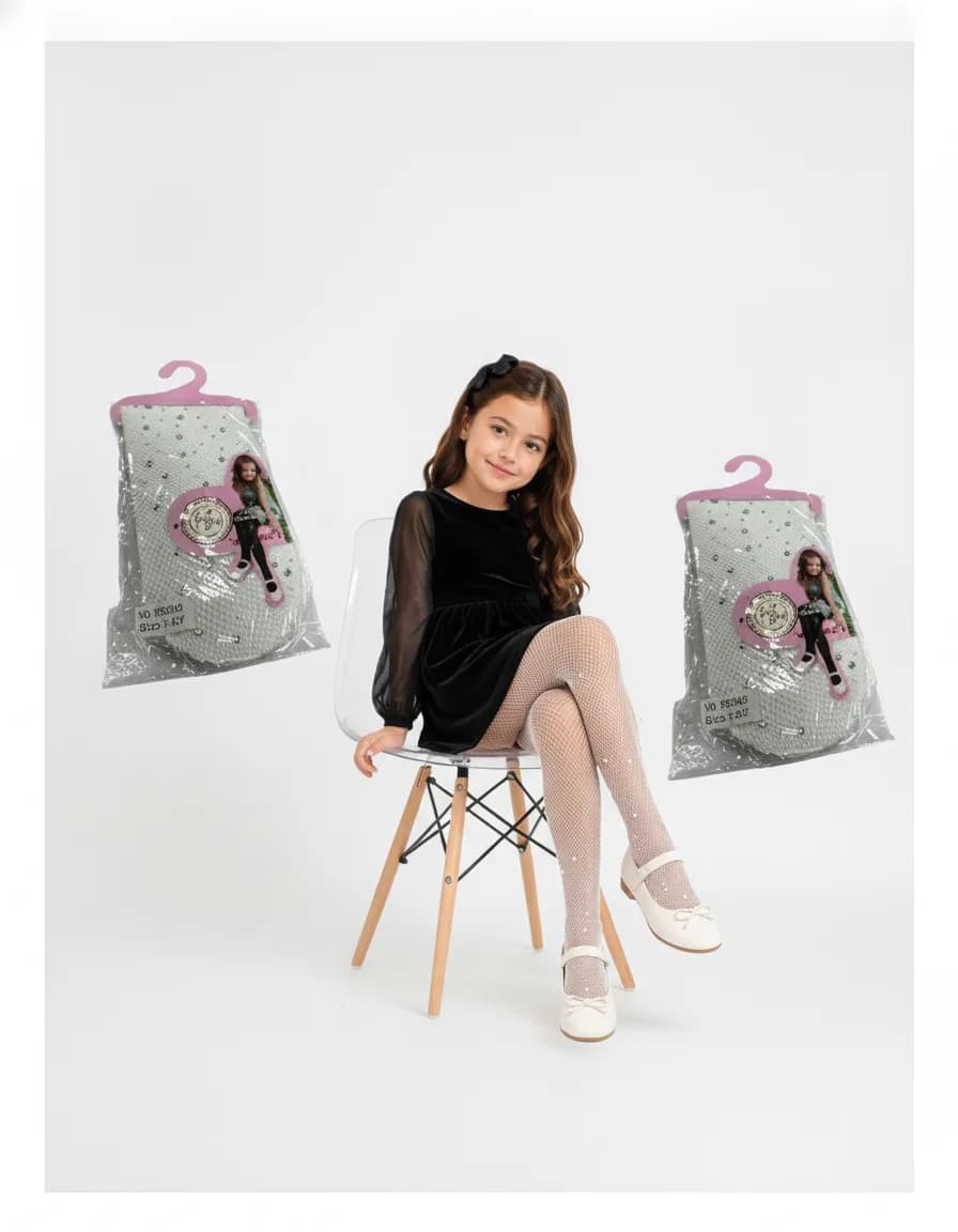 Media Malla con Perlas para niña 4/6 años